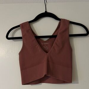 Mauve ribbed cropped tank SMALL